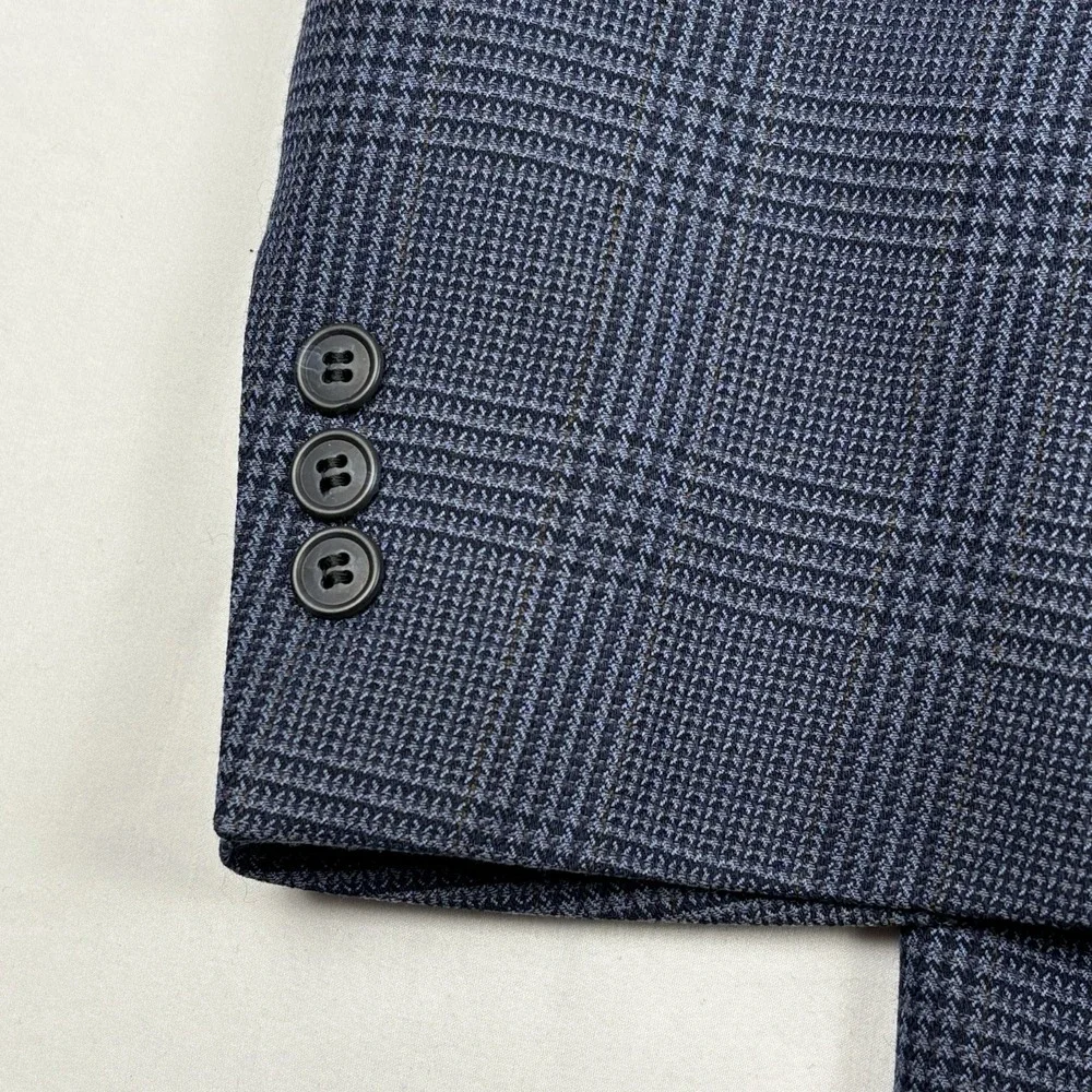 VTG Stafford Executive Hartmarx 100% Wool Sport Coat 46L Navy Glen Plaid USA EUC
